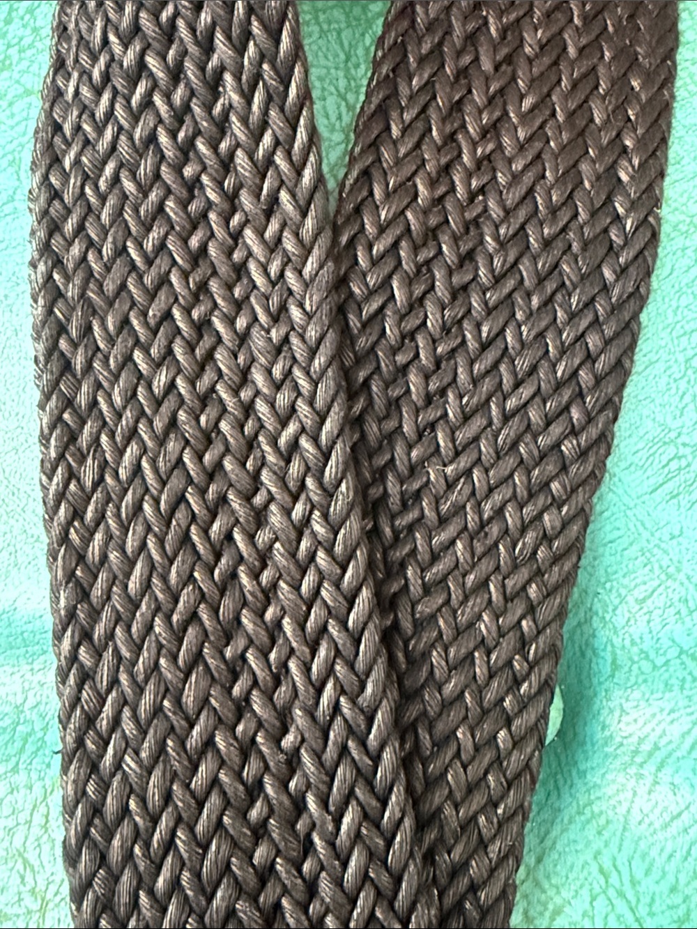 Set of two woven wide statement belts black and natural M/L boho cinching - Picture 7 of 11